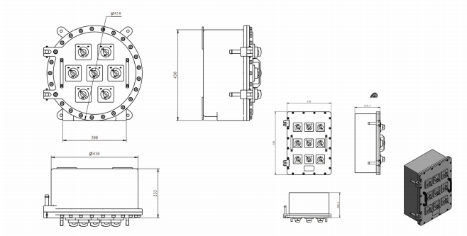 IP65 Explosion Protection Panel Box With Powder Coating Finish Aluminum ≤225A Voltage Explosion Proof Panels