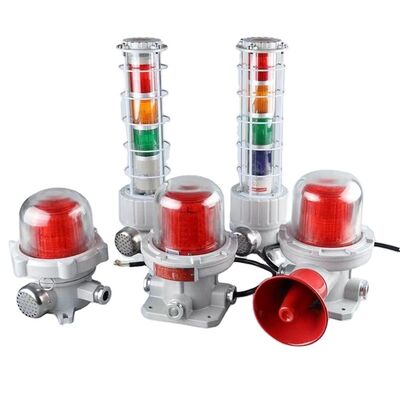 Stromverbrauch 5 bis 40W Explosionsgeschützte Alarmleuchten Ex-Kennzeichnung II 2 G Ex Db Eb IIC T6 Gb II 2 D Ex Tb IlIC T80°C Db IP66 Visuelles Warnsignal